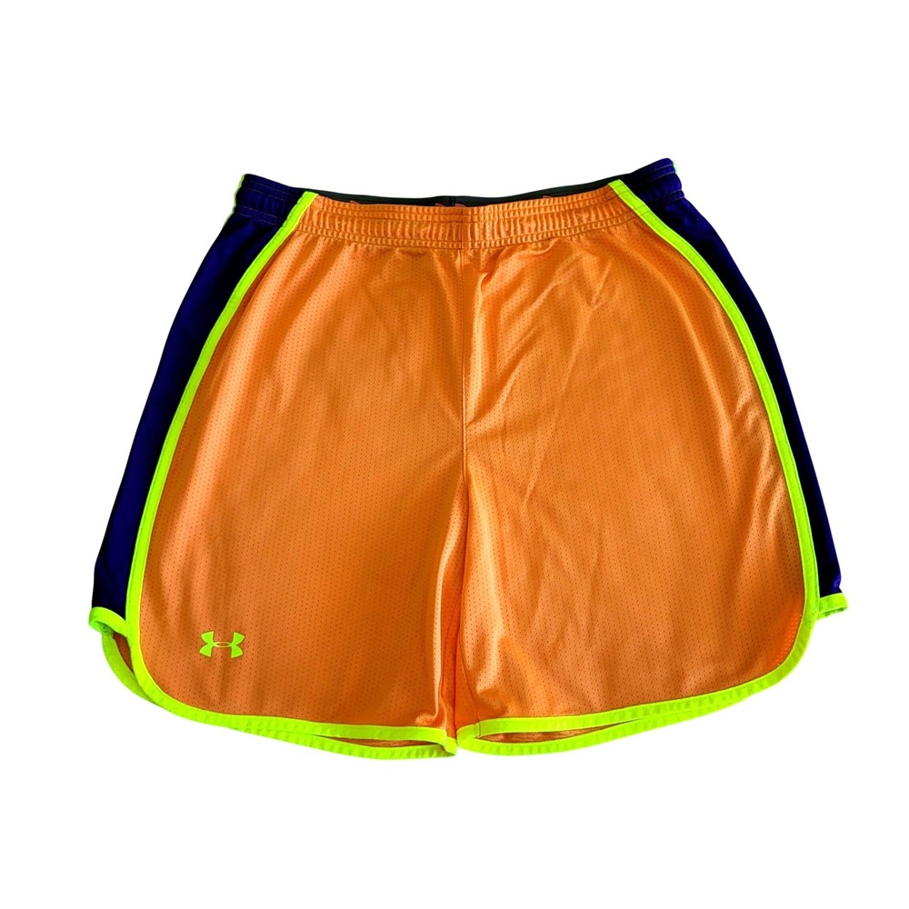 Under Armour Women's Performance Shorts Orange Neon Basketball UA Loose Heatgear